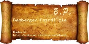 Bamberger Patrícia névjegykártya